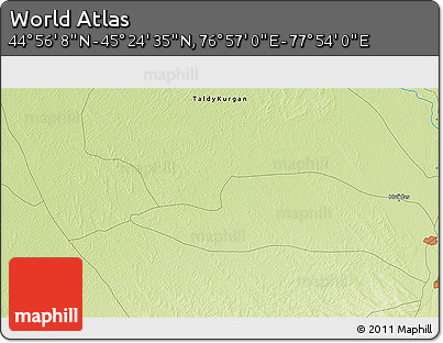 Physical 3D Map of the Area around 45° 10' 22" N, 77° 25' 30" E