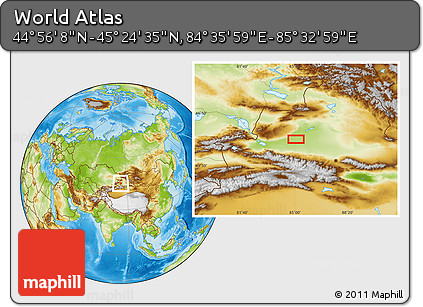 Physical Location Map of the Area around 45° 10' 22" N, 85° 4' 29" E