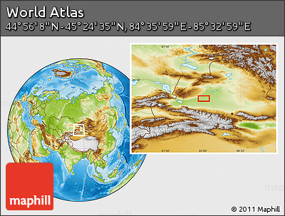 Physical Location Map of the Area around 45° 10' 22" N, 85° 4' 29" E