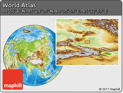 Physical Location Map of the Area around 45° 10' 22" N, 85° 4' 29" E