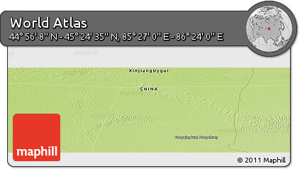 Physical Panoramic Map of the Area around 45° 10' 22" N, 85° 55' 30" E