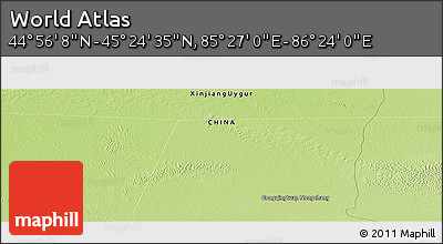 Physical Panoramic Map of the Area around 45° 10' 22" N, 85° 55' 30" E
