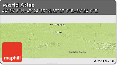 Physical Panoramic Map of the Area around 45° 10' 22" N, 85° 55' 30" E