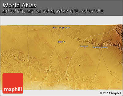 Physical 3D Map of the Area around 45° 10' 22" N, 90° 10' 30" E