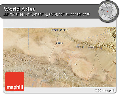 Satellite 3D Map of the Area around 45° 10' 22" N, 90° 10' 30" E