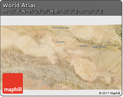 Satellite 3D Map of the Area around 45° 10' 22" N, 90° 10' 30" E