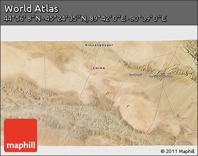 Satellite 3D Map of the Area around 45° 10' 22" N, 90° 10' 30" E