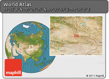 Satellite Location Map of the Area around 45° 10' 22" N, 91° 1' 30" E