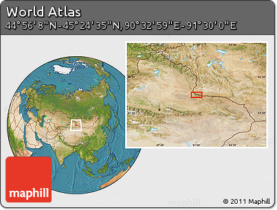 Satellite Location Map of the Area around 45° 10' 22" N, 91° 1' 30" E