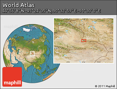Satellite Location Map of the Area around 45° 10' 22" N, 91° 1' 30" E