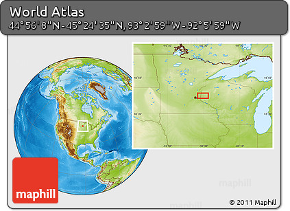 Physical Location Map of the Area around 45° 10' 22" N, 92° 34' 29" W