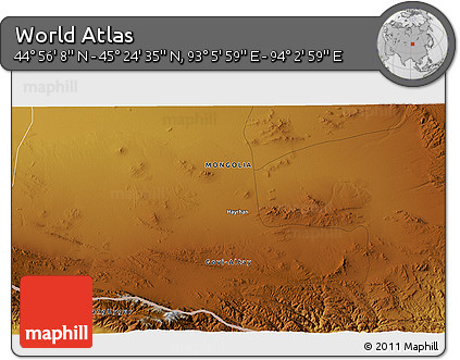 Physical 3D Map of the Area around 45° 10' 22" N, 93° 34' 29" E
