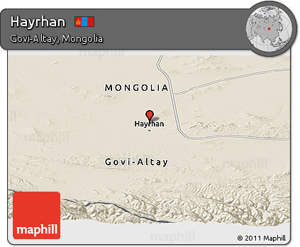 Shaded Relief Panoramic Map of Hayrhan