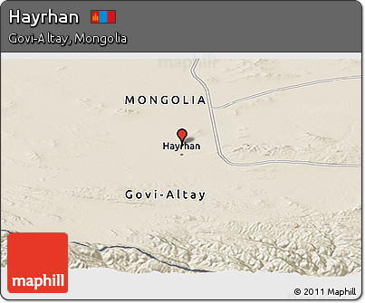 Shaded Relief Panoramic Map of Hayrhan