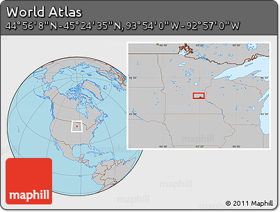 Gray Location Map of the Area around 45° 10' 22" N, 93° 25' 30" W