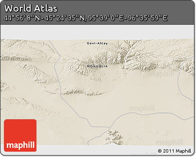 Shaded Relief 3D Map of the Area around 45° 10' 22" N, 96° 7' 30" E