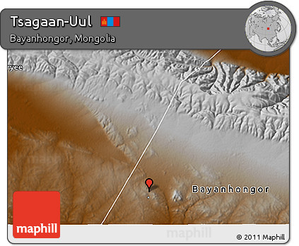 Physical 3D Map of Tsagaan-Uul