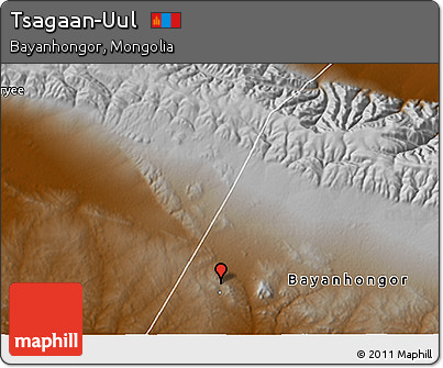 Physical 3D Map of Tsagaan-Uul