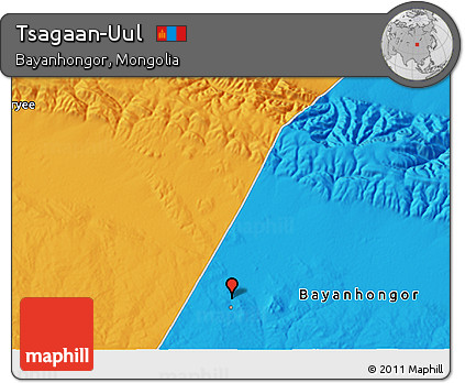 Political 3D Map of Tsagaan-Uul