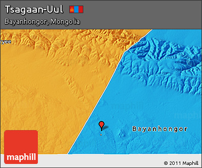 Political 3D Map of Tsagaan-Uul