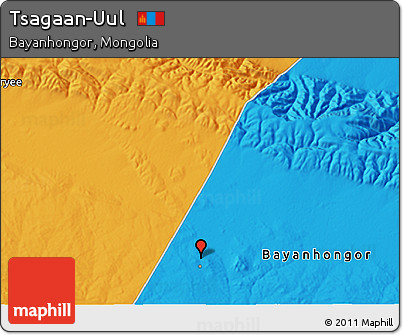 Political 3D Map of Tsagaan-Uul