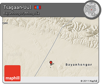 Shaded Relief 3D Map of Tsagaan-Uul