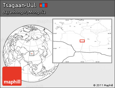 Blank Location Map of Tsagaan-Uul