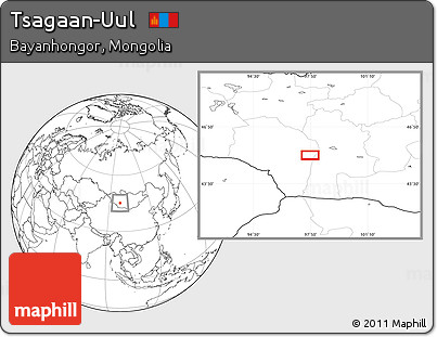 Blank Location Map of Tsagaan-Uul