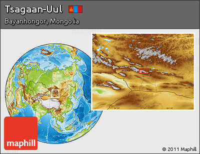 Physical Location Map of Tsagaan-Uul