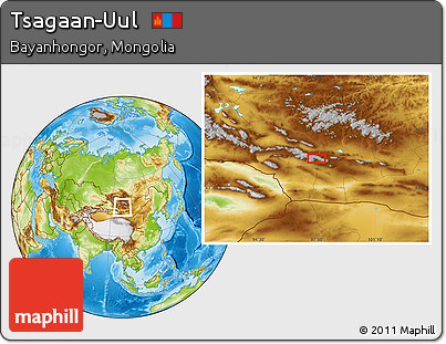 Physical Location Map of Tsagaan-Uul