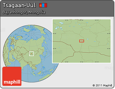 Savanna Style Location Map of Tsagaan-Uul