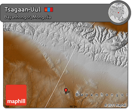 Physical Map of Tsagaan-Uul