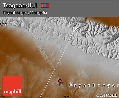 Physical Map of Tsagaan-Uul