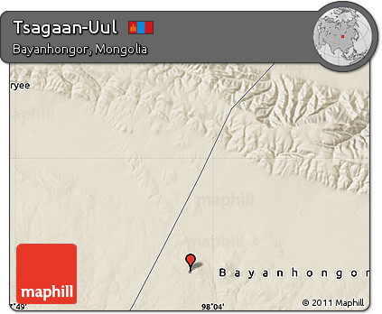 Shaded Relief Map of Tsagaan-Uul