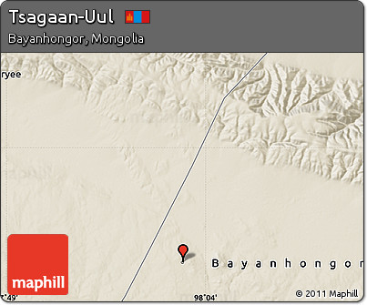 Shaded Relief Map of Tsagaan-Uul