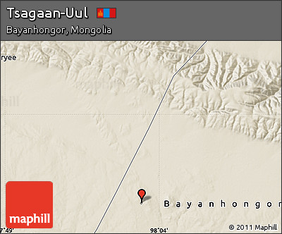 Shaded Relief Map of Tsagaan-Uul