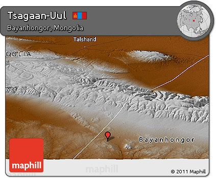 Physical Panoramic Map of Tsagaan-Uul