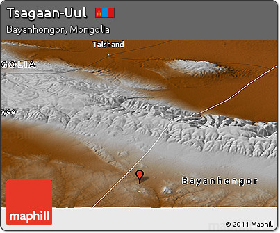 Physical Panoramic Map of Tsagaan-Uul