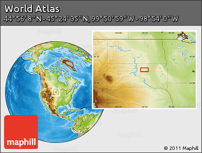 Physical Location Map of the Area around 45° 10' 22" N, 99° 22' 30" W