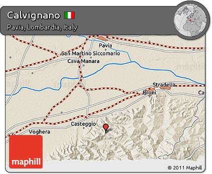 Shaded Relief 3D Map of Calvignano