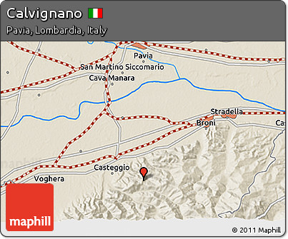 Shaded Relief 3D Map of Calvignano