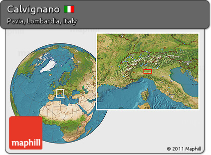 Satellite Location Map of Calvignano