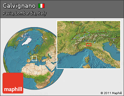 Satellite Location Map of Calvignano