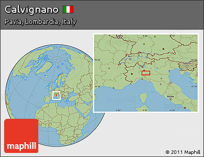Savanna Style Location Map of Calvignano
