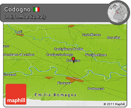 Physical Panoramic Map of Codogno
