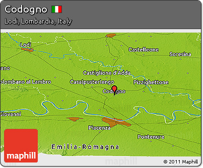 Physical Panoramic Map of Codogno