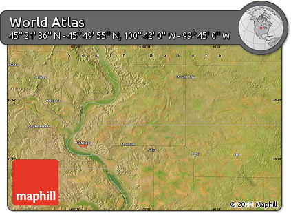 Satellite Map of the Area around 45° 35' 46" N, 100° 13' 29" W