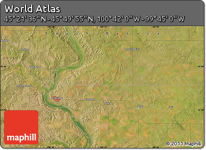 Satellite Map of the Area around 45° 35' 46" N, 100° 13' 29" W