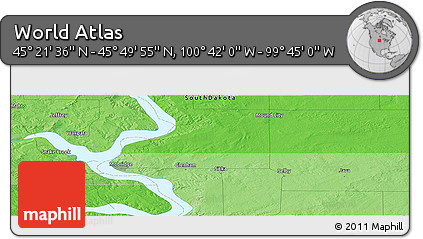 Political Panoramic Map of the Area around 45° 35' 46" N, 100° 13' 29" W