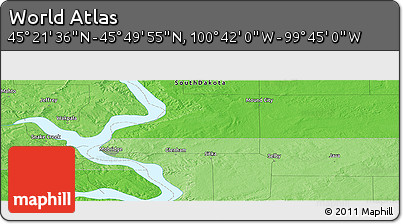 Political Panoramic Map of the Area around 45° 35' 46" N, 100° 13' 29" W